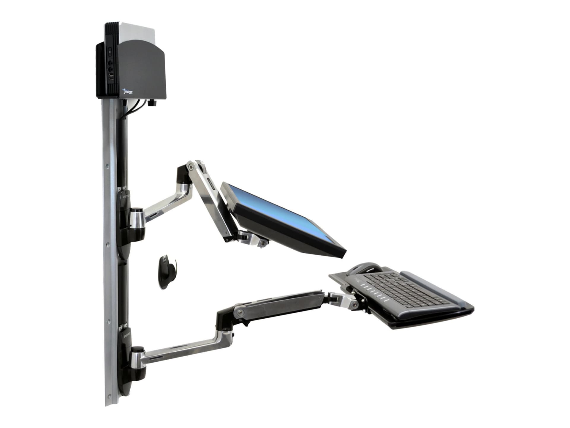 Ergotron LX mounting kit - for LCD display / keyboard / mouse / CPU - small CPU holder - black, polished aluminum