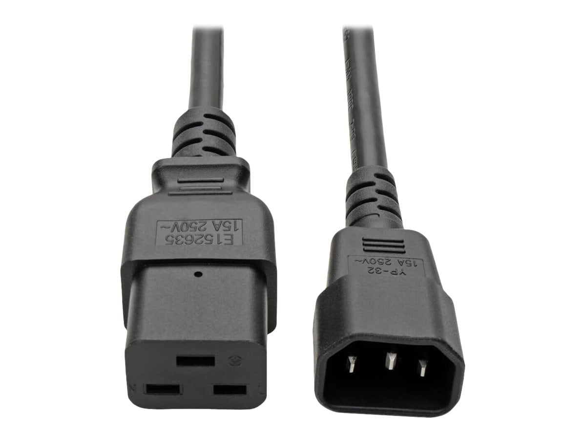 Tripp Lite 2ft Power Cord Extension Cable C19 to C14 Heavy Duty 15A 14AWG 2' - power cable - IEC 60320 C19 to IEC 60320