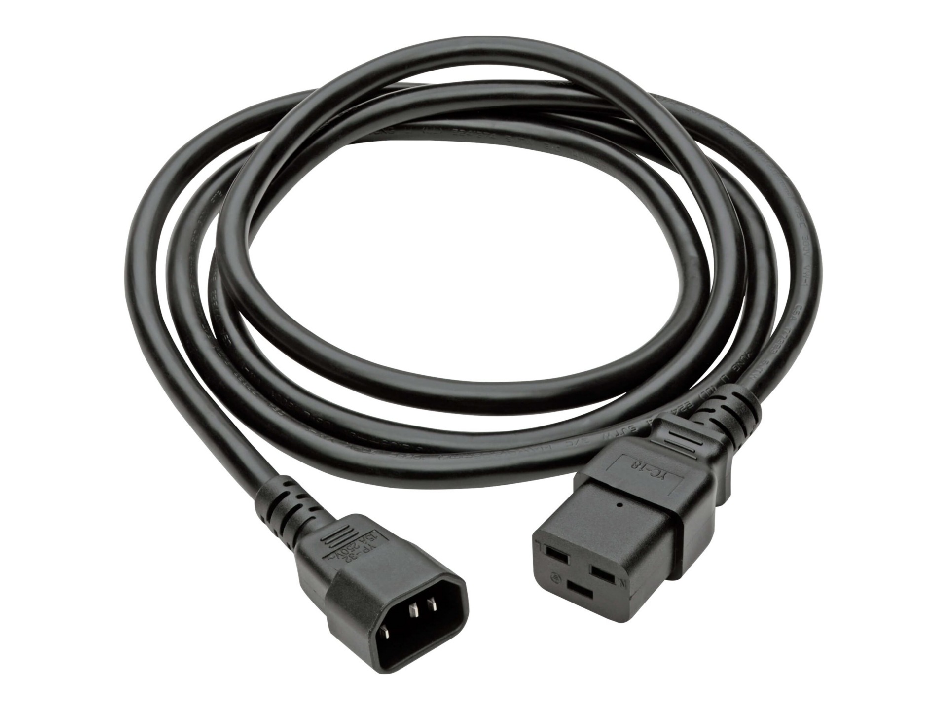 Thumbnail 2 of 5 for Eaton Tripp Lite Series Power Cord, C19 to C14 - Heavy-Duty, 15A, 250V, 14 AWG, 4 ft. (1.22 m), Black - power cable -