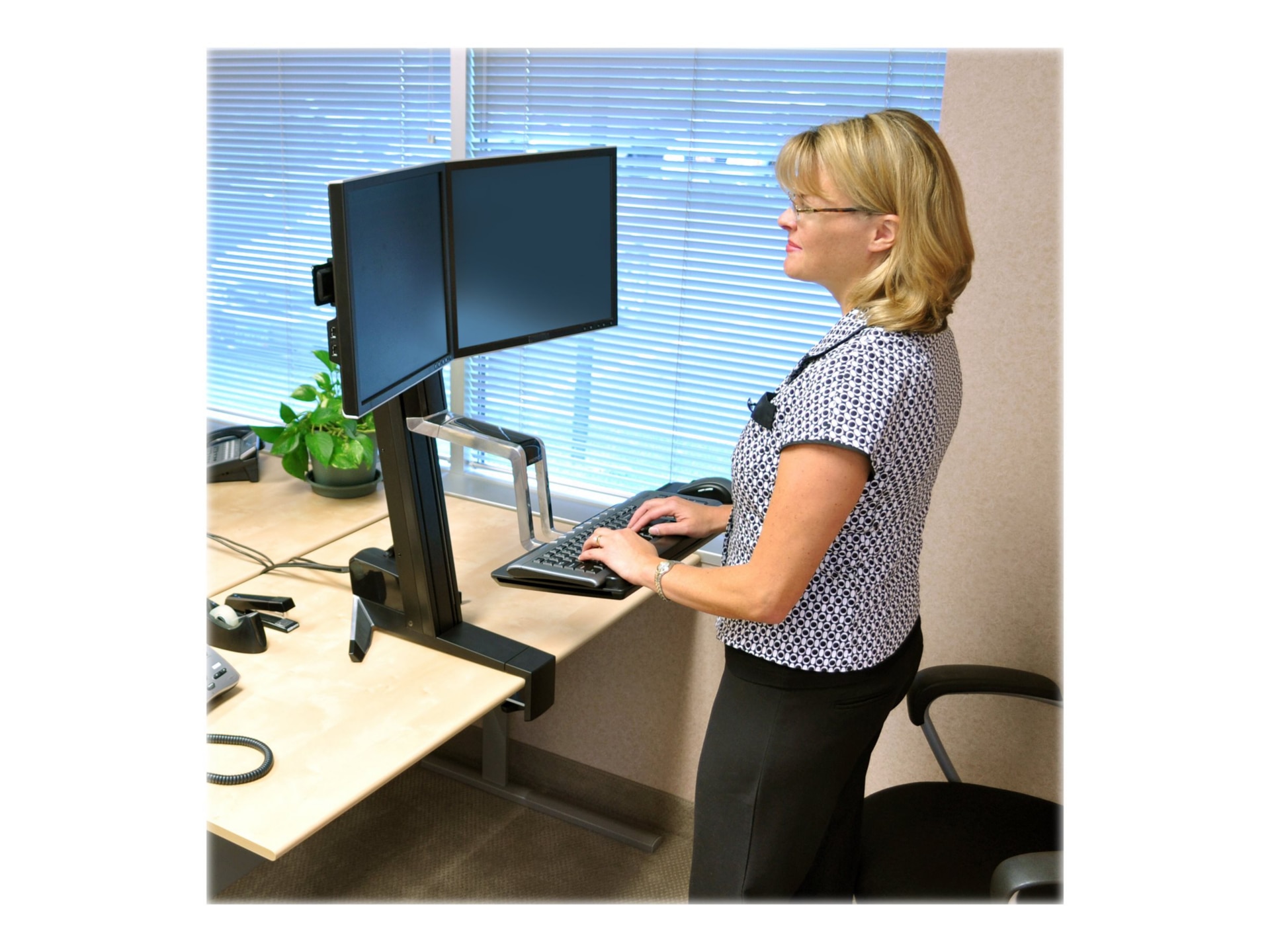 Thumbnail 2 of 5 for Ergotron WorkFit-S - standing desk converter - rectangular - black