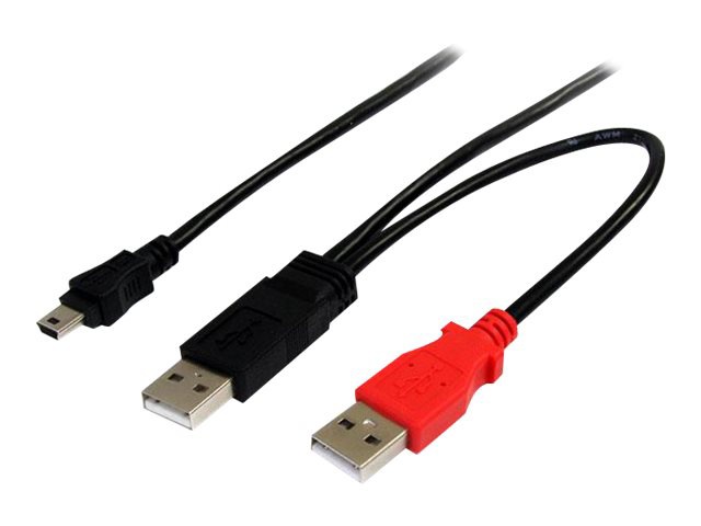 StarTech.com 3 ft USB Y Cable for External Hard Drive - USB A to mini B - USB cable - USB (M) to mini-USB Type B (M) -