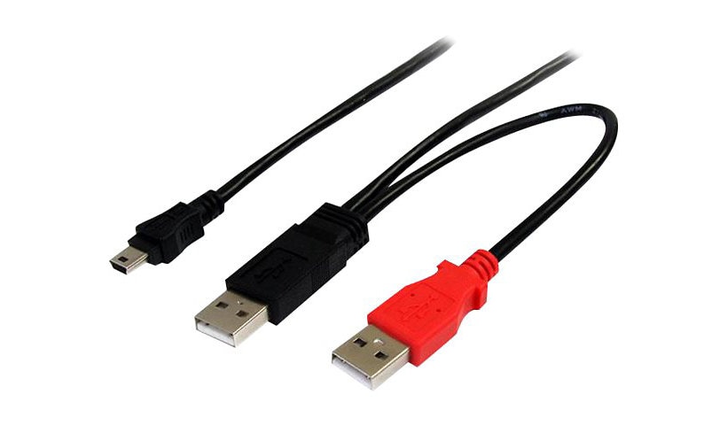 StarTech.com 3 ft USB Y Cable for External Hard Drive - USB A to mini B - USB cable - USB (M) to mini-USB Type B (M) -