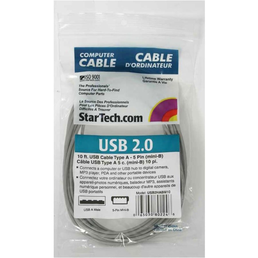StarTech.com 10 ft USB 2.0 - USB A to Mini B - BlackBerry Android USB2HABM10 - USB Cables - CDW.com