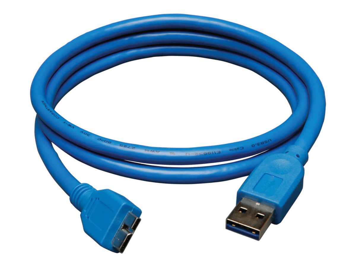 Eaton Tripp Lite Series USB 3.0 SuperSpeed Device Cable (A to Micro-B M/M), Blue, 3 ft. (0.91 m) - USB cable - USB Type