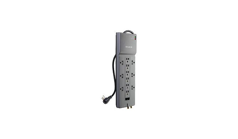 Belkin 12-Outlet Home and Office Series Surge Protector - 8ft Cord - Gray