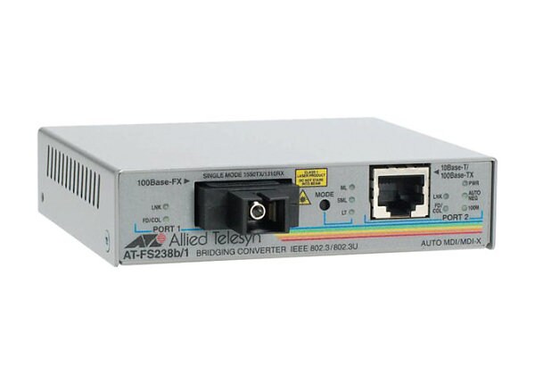 Allied Telesis AT FS238A/1 - fiber media converter - Ethernet, Fast Ethernet