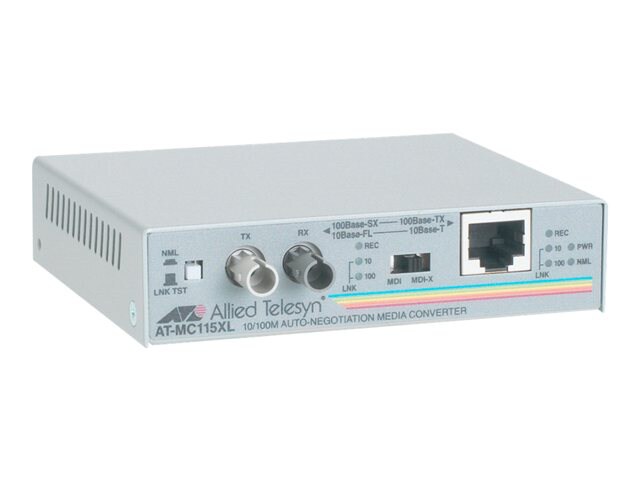 Allied Telesis AT MC115XL - fiber media converter - 10Mb LAN, 100Mb LAN