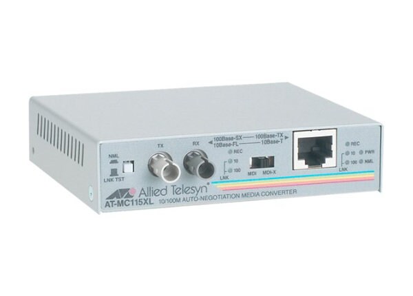 Allied Telesis AT MC115XL - fiber media converter - 10Mb LAN, 100Mb LAN