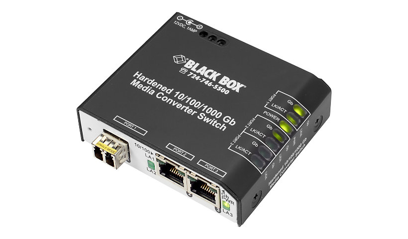 Black Box Hardened Media Converter Switch 110-VAC - fiber media converter -