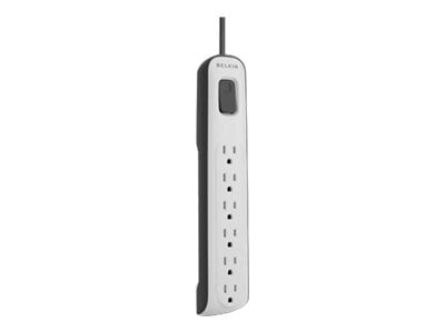Belkin 6-Outlet Surge Protector - 4ft Cord - Straight Plug - 600J - On-Off Switch - White/Grey