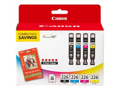 Canon CLI-226 4 Color Combo Pack - 4-pack - black, yellow, cyan, magenta - original - ink tank / paper kit