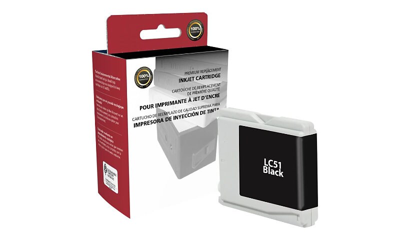 Clover Remanufactured Ink for Brother LC51BK, Black, 500 page yield