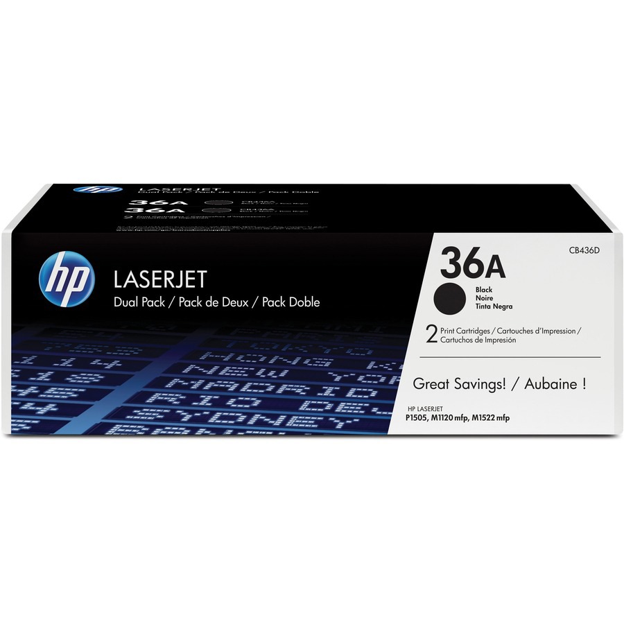 HP 36A (CB436D) 2-pack Black Original LaserJet Toner Cartridges