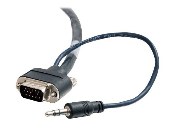 C2G Plenum-Rated HD15 SXGA + 3.5mm M/M Monitor Cable with Low Profile Connectors - video / audio cable - VGA / audio -
