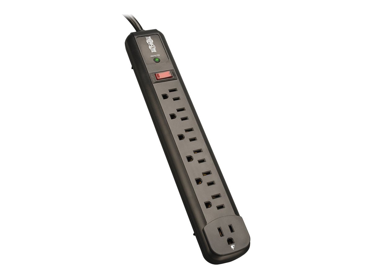 Tripp Lite Surge Protector Power Strip TL P74 RB 120V Right Angle 7 Outlet Black - protection contre les surtensions - 1.8 kW