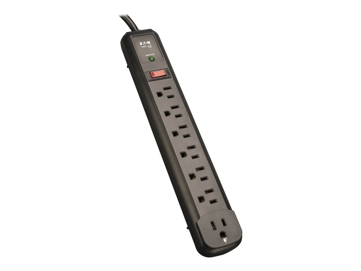 Eaton Tripp Lite Series Surge Protector Power Strip TL P74 RB 120V Right Angle 7 Outlet Black - protection contre les surtensions - 1.8 kW