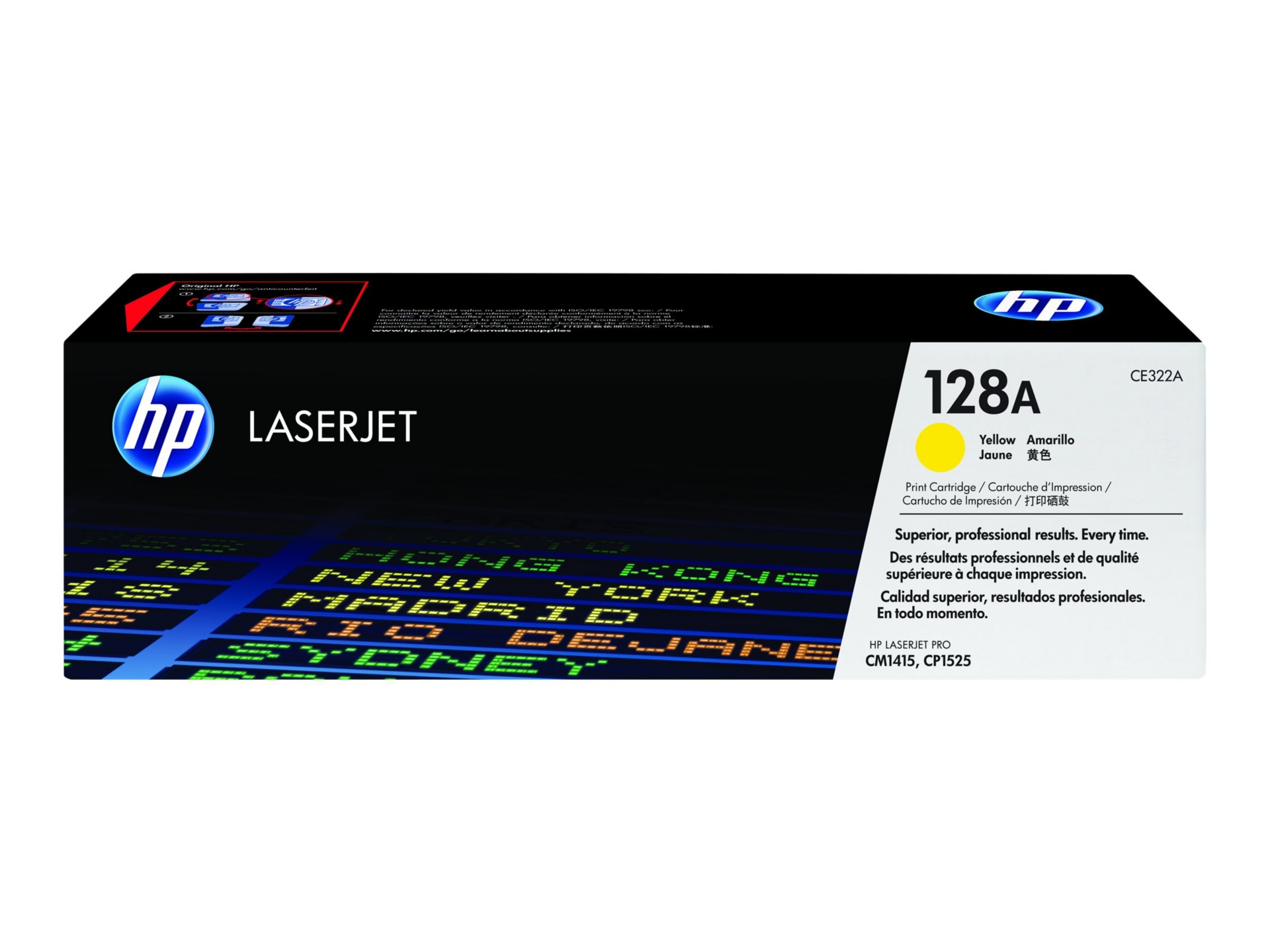 HP 128A (CE322A) Original Standard Yield Laser Toner Cartridge - Single Pack - Yellow - 1 Each