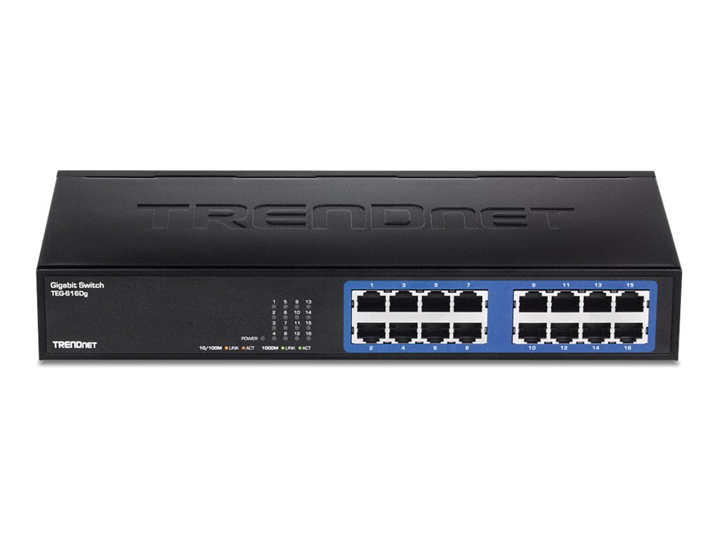 TRENDnet 6-Port Unmanaged Gigabit GREENnet Desktop Metal Switch, Ethernet-Network Switch, 16 x 10-100-1000 RJ-45 Ports,