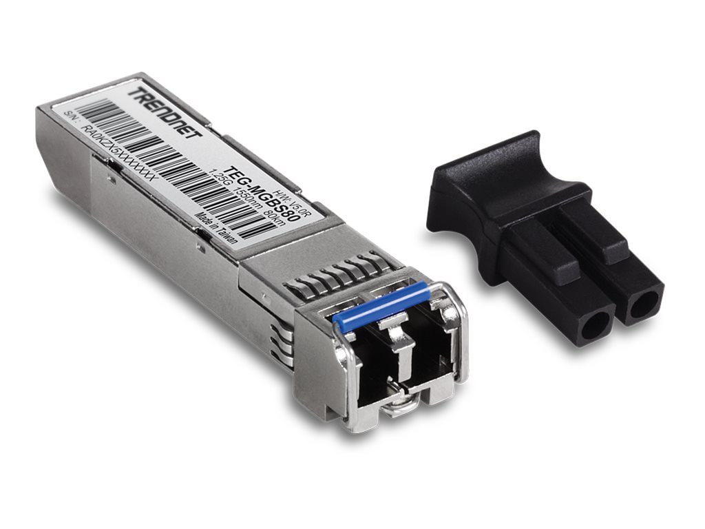 TRENDnet SFP to RJ45 Mini-GBIC Single-Mode LC Module; TEG-MGBS80; Mini-GBIC Module for Single Mode Fiber; LC Connector
