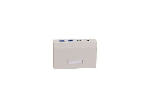 Black Box 2-Port Surface Mount Keystone Box, Office Gray, Adhesive or Screw