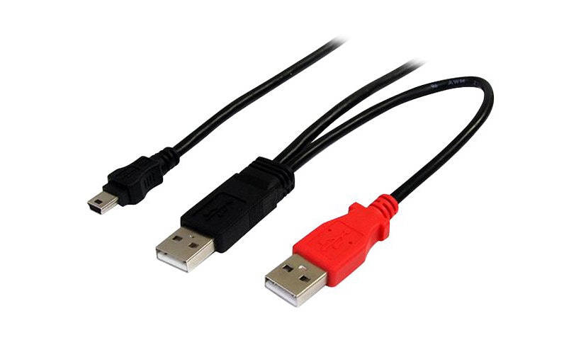StarTech.com 1 ft USB Y Cable for External Hard Drive - USB A to mini B - U