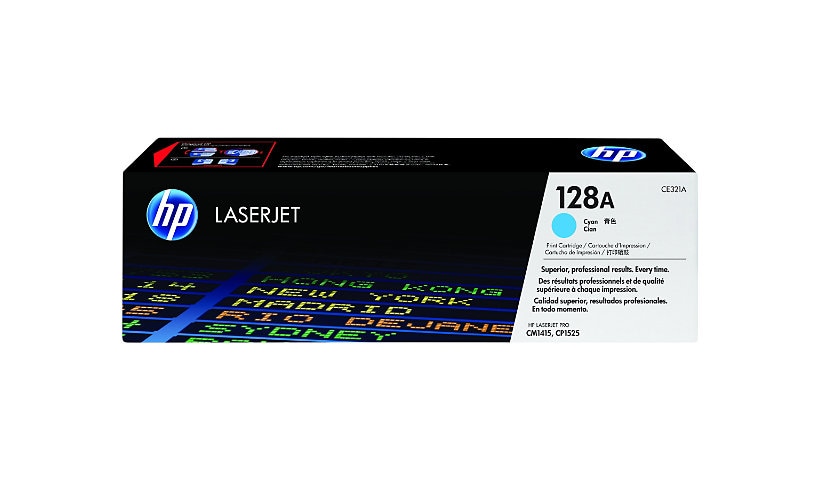 HP 128A (CE321A) Original Standard Yield Laser Toner Cartridge - Single Pack - Cyan - 1 Each