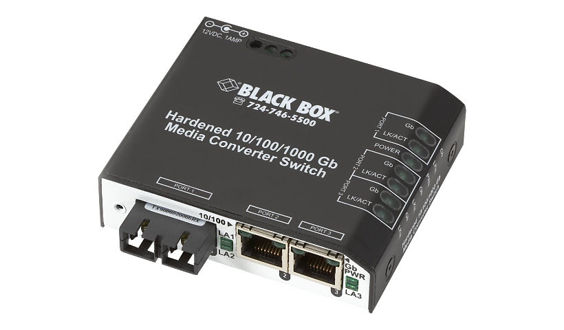 Black Box Hardened Media Converter Switch 120-240-VAC - fiber media convert