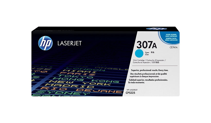 HP 307A (CE741A) Original Laser Toner Cartridge - Single Pack - Cyan - 1 Each