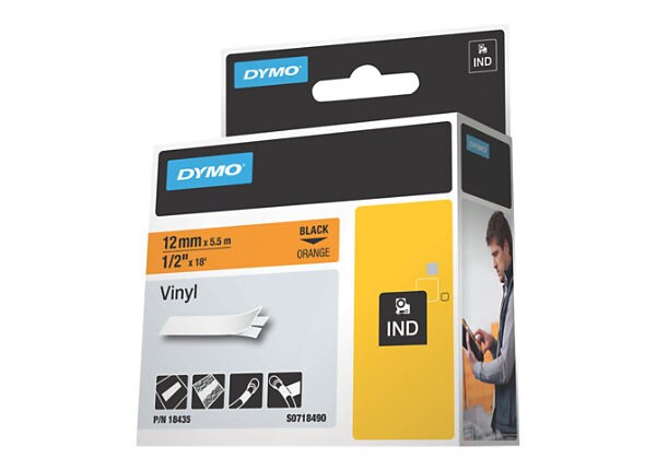 DYMO RHINO LABELS  IN ORANGE VINYL