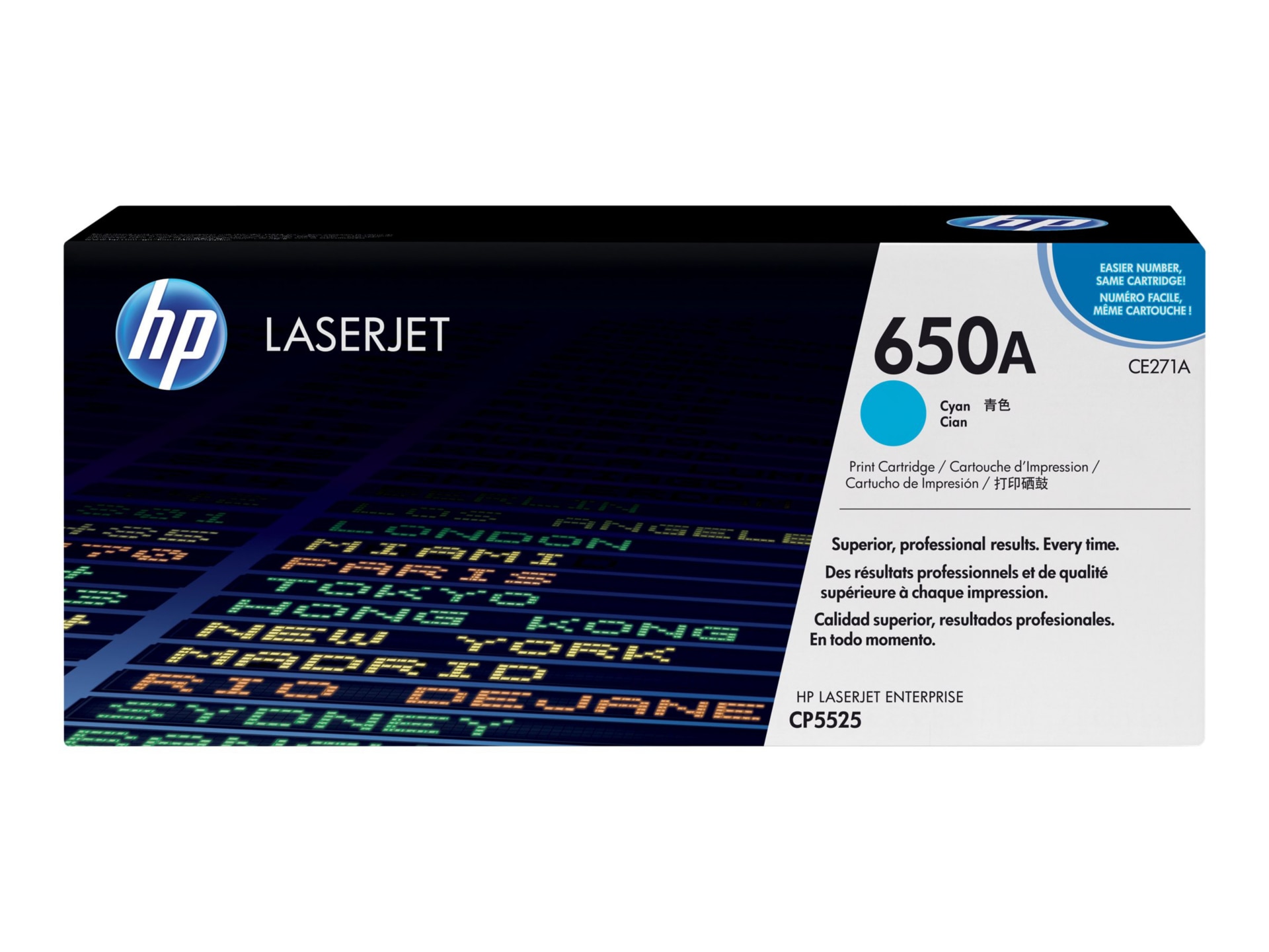 HP 650A (CE271A) Original Laser Toner Cartridge - Single Pack - Cyan - 1 Each
