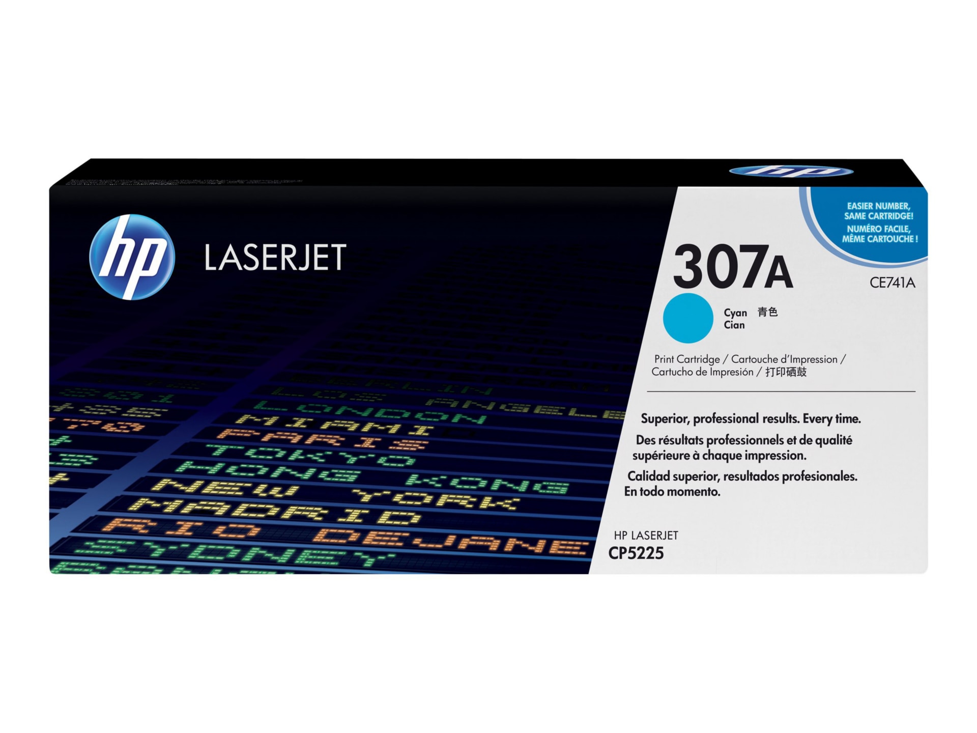 HP 307A (CE741A) Original Laser Toner Cartridge - Single Pack - Cyan - 1 Ea