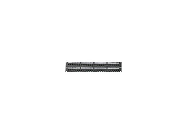 Leviton 48-Port CAT6A 2U Flat 110-Style Patch Panel with Cable Management Bars - Black