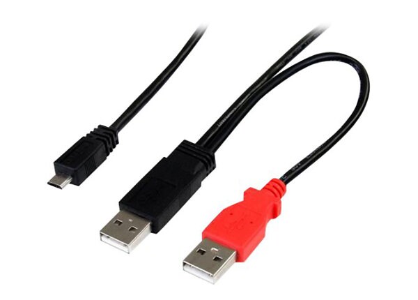 StarTech.com USB Y Cable for External Hard Drive - Dual USB A to Micro B - USB cable - 30.5 cm