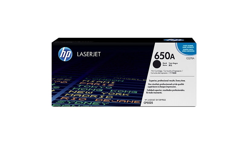 HP 650A (CE270A) Original Laser Toner Cartridge - Single Pack - Black - 1 Each