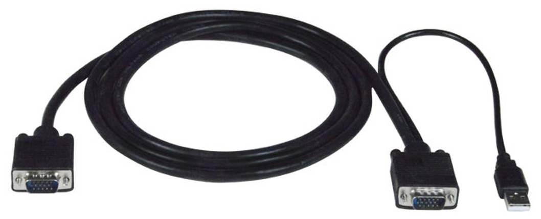 NTI 6mm Male 15-pin HD to Male 15-pin HD and Male USB Type-A Interface Cable - Gray