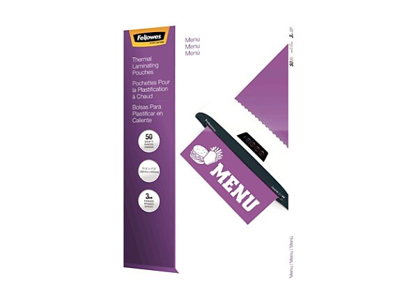 Fellowes Laminating Pouches Menu - 50-pack - clear - 292.1 x 444.5 mm - glossy laminating pouches