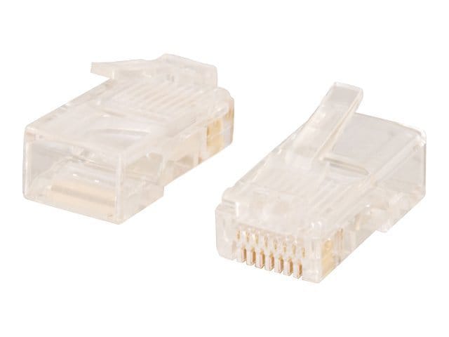 C2G RJ45 Cat5E Modular Plug for Round Stranded Cable - 100pk - network connector - clear