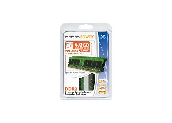 Centon memoryPOWER - DDR2 - 4 GB: 2 x 2 GB - DIMM 240-pin - unbuffered