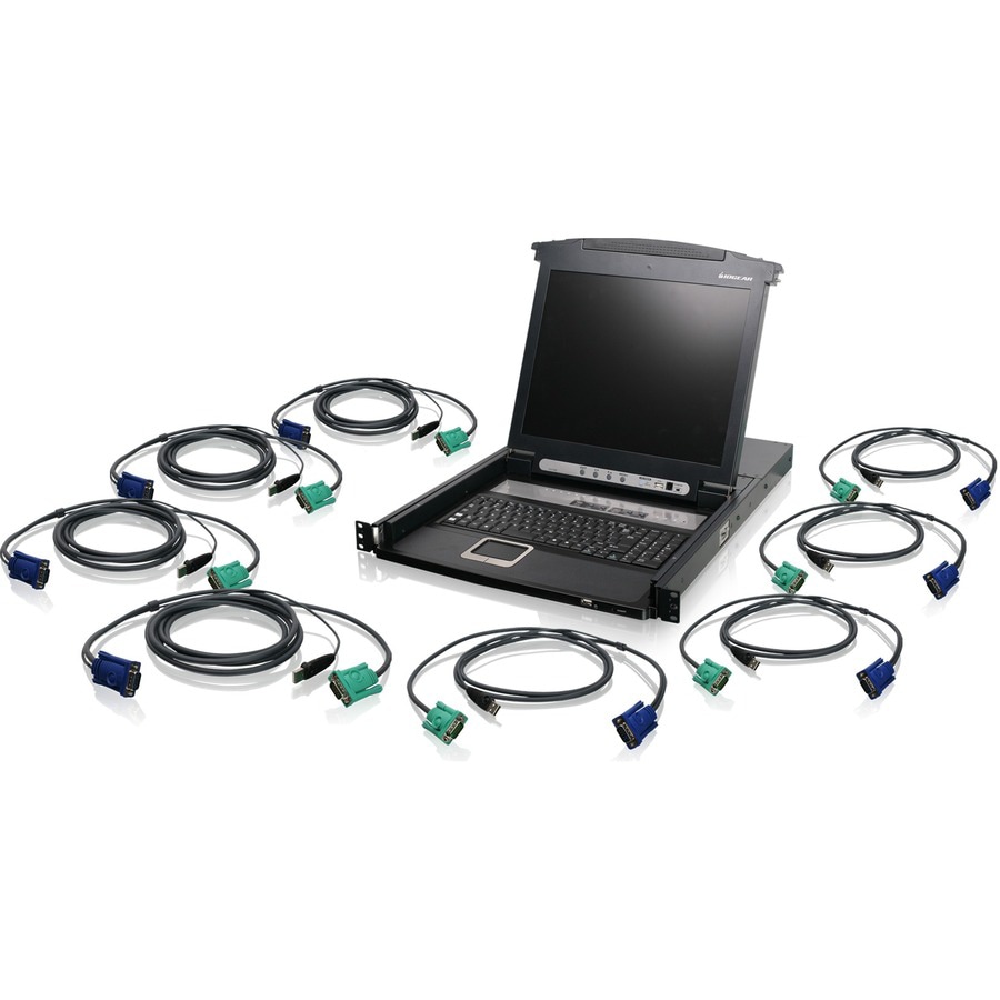 IOGEAR 8-Port 17'' LCD KVM Switch w/USB KVM Cables