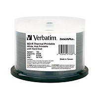 Verbatim BD-R Blu-ray 25GB 6X White Thermal Hub Printable 50pk Spindle