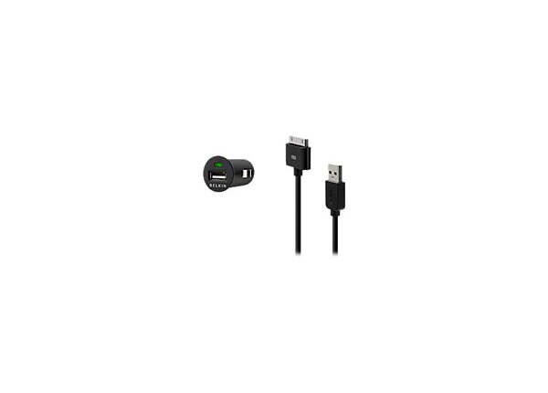 Belkin Micro Auto Charger with Charge Sync Cable - battery charger - car
