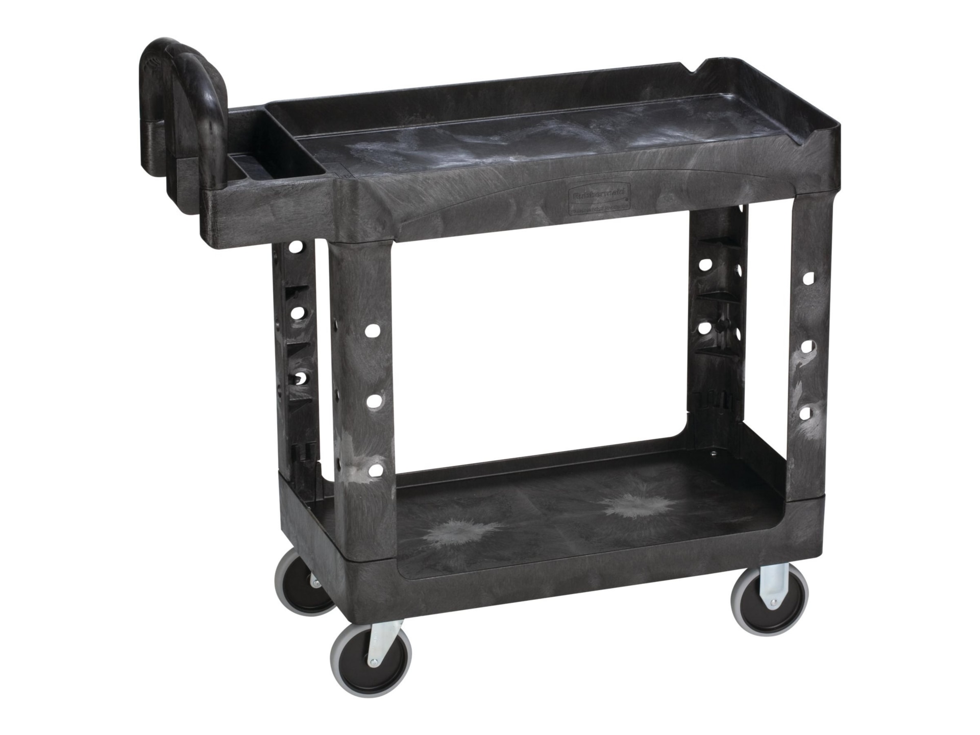 Rubbermaid Commercial Heavy-Duty Utility 2-Shelf Cart, Black