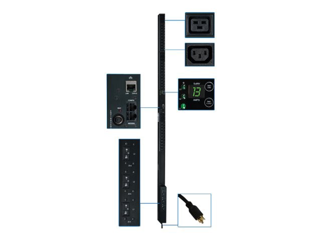 Tripp Lite PDU 3-Phase Monitored 208V 8.6kWA L15-30P 30 C13; 6 C19 0U RM
