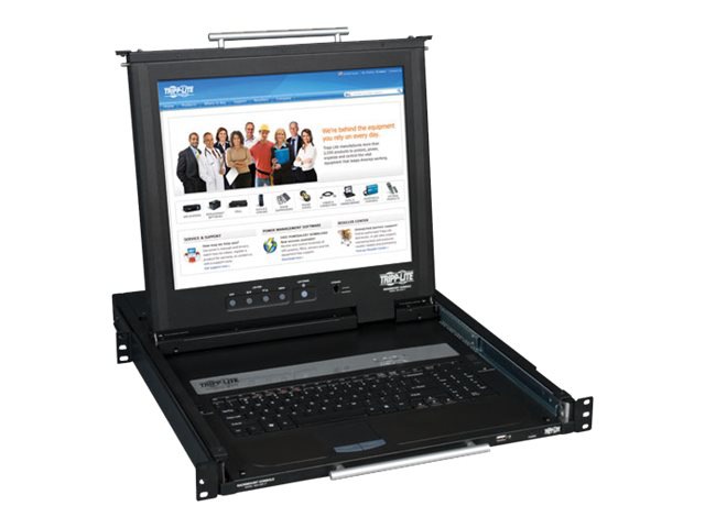 Tripp Lite KVM Rack Console 1U Dual Rail Rackmount 17" LCD