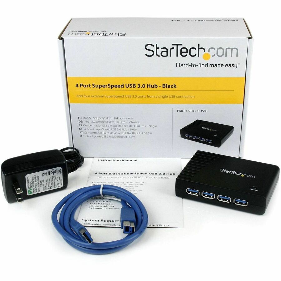 Thumbnail 5 of 5 for StarTech.com 4-Port USB 3.0 SuperSpeed Hub with Power Adapter - 5Gbps - Portable Multiport USB-A Dock IT Pro - USB