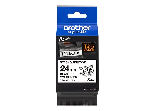 10PK For Brother P-Touch TZe-S251 Ex-Strength Adhesive Black on White Tape 24mm 