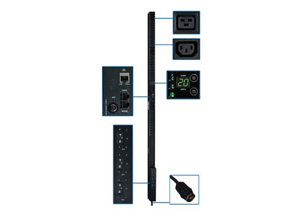 Tripp Lite PDU 3-Phase Monitored 208V 14.5kW Hubbell 42 C13 6 C19 0URM TAA - vertical rackmount - power distribution
