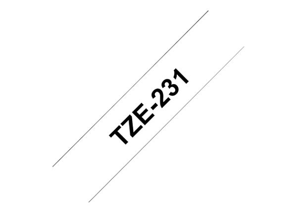 Brother TZE231 Black Print on White Laminated Tape for P-touch Label Maker