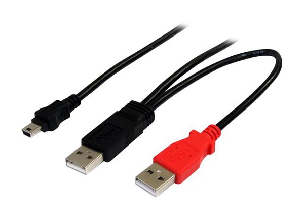 StarTech.com 1 ft USB Y Cable for External Hard Drive - USB A to mini B - USB cable - 30 cm