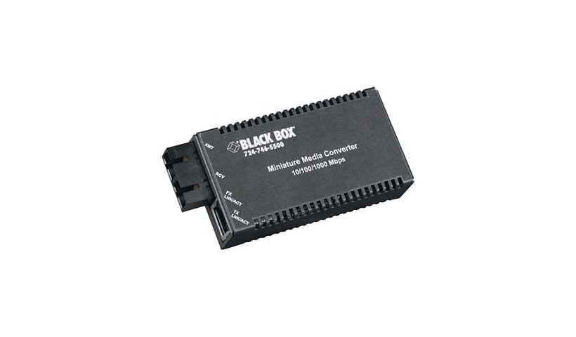 Black Box Mini Media Converter, RJ45 to SC, Multimode 10/100/1000 850nm